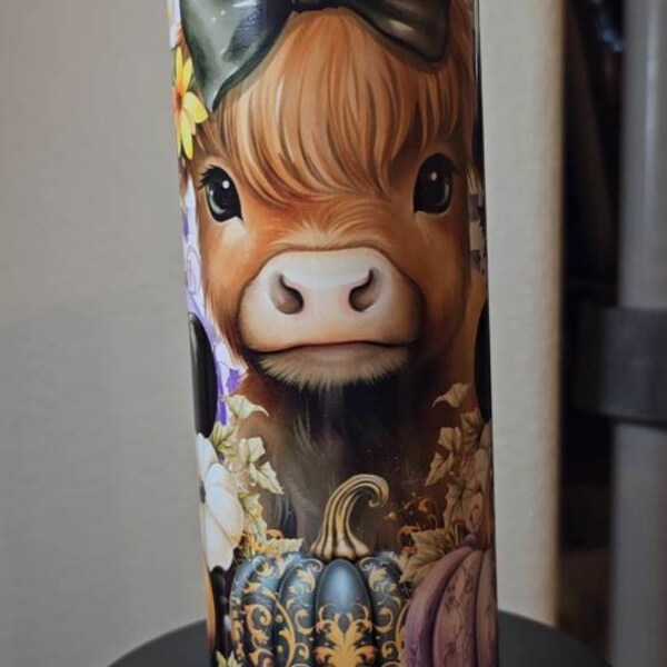 Cute Baby Highland Cow Fall Pumpkins 20 Oz Tumbler Wrap - Etsy
