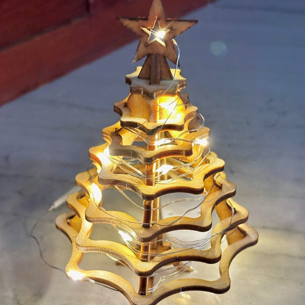 Christmas Tree Kit. Miniature Wooden Desktop Tree Made From a Single ...