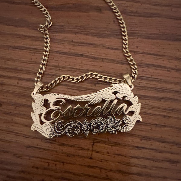 Nameplate Necklace, Custom Name Necklace, Double Plate, Two Tone Name ...