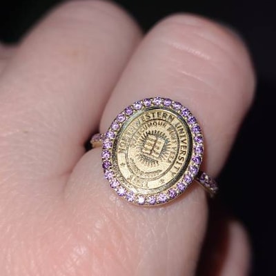 Gold Diamond Pave College Class Rings, Women's Class Ring, Gold ...