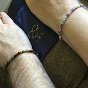 PROTECTION Tiger Eye African Turquoise Jasper Gemstone Bracelet, Adjustable Tibetan Minimalist Yoga Boho Bracelet, Gift for men for him