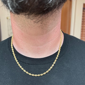 Collana Uomo In Oro Giallo 10k A Catena Rolo Cava - Larghezza 4,6 Mm, Peso 5,45 Gr, Chiusura Moschettone - 2
