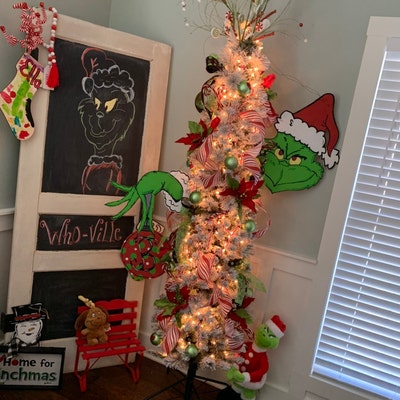 The Grinch Door Hanger, Grinch Hand, Ornament Hanger, Grinch Theme Tree ...
