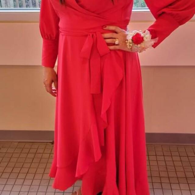 knee length dresses for ladies Brigitte Brianna Wrap Maxi Dress Emerald / M at SexyModest