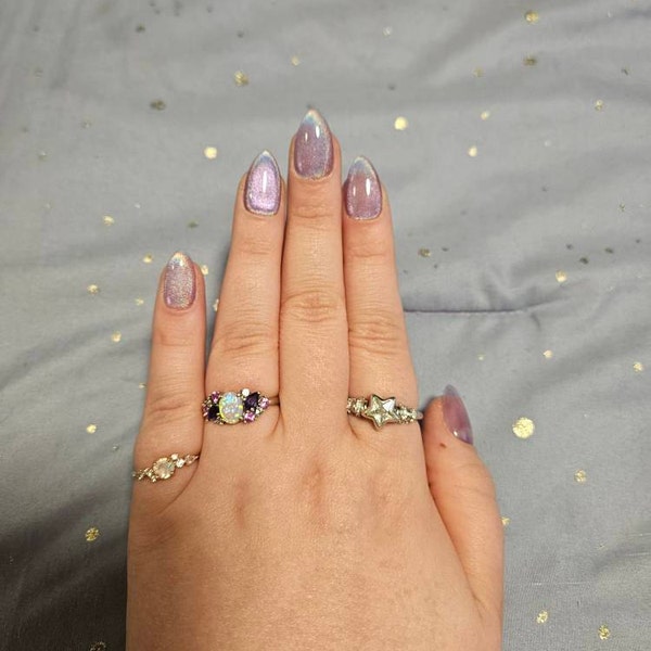 Purple Rainbow Cat Eye Holographic Magnetic Cotton Candy, Sparkly ...