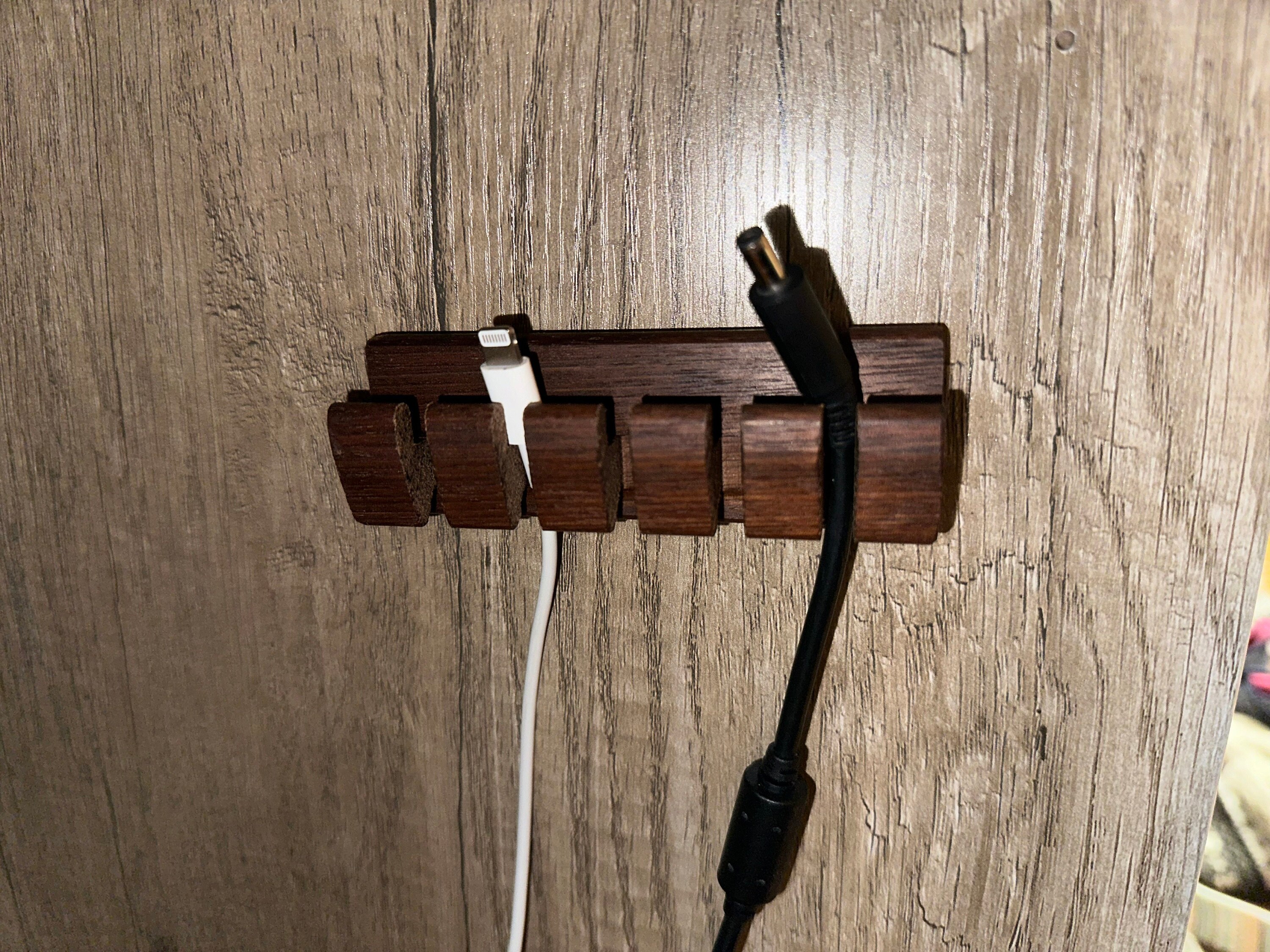 Premium Wooden Cable and Cord Organizer For Desk, Desk Cable Management, Multiple Slots Cable Holder