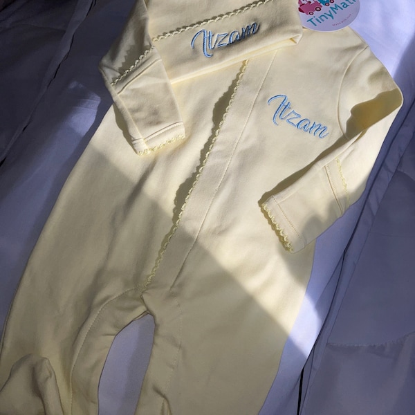 Newborn Embroidered Footie in White