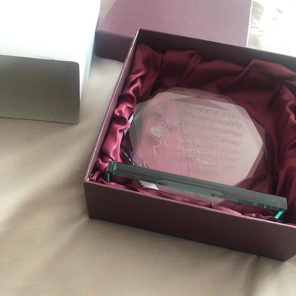 40th Wedding Anniversary Glass Quartz Clock Gifts For Couple Parents, 40 Years Anniversay Presents For Her Wife Him Parents Ruby Anniversary Laser Engraved Glass Plaque P 29304551
