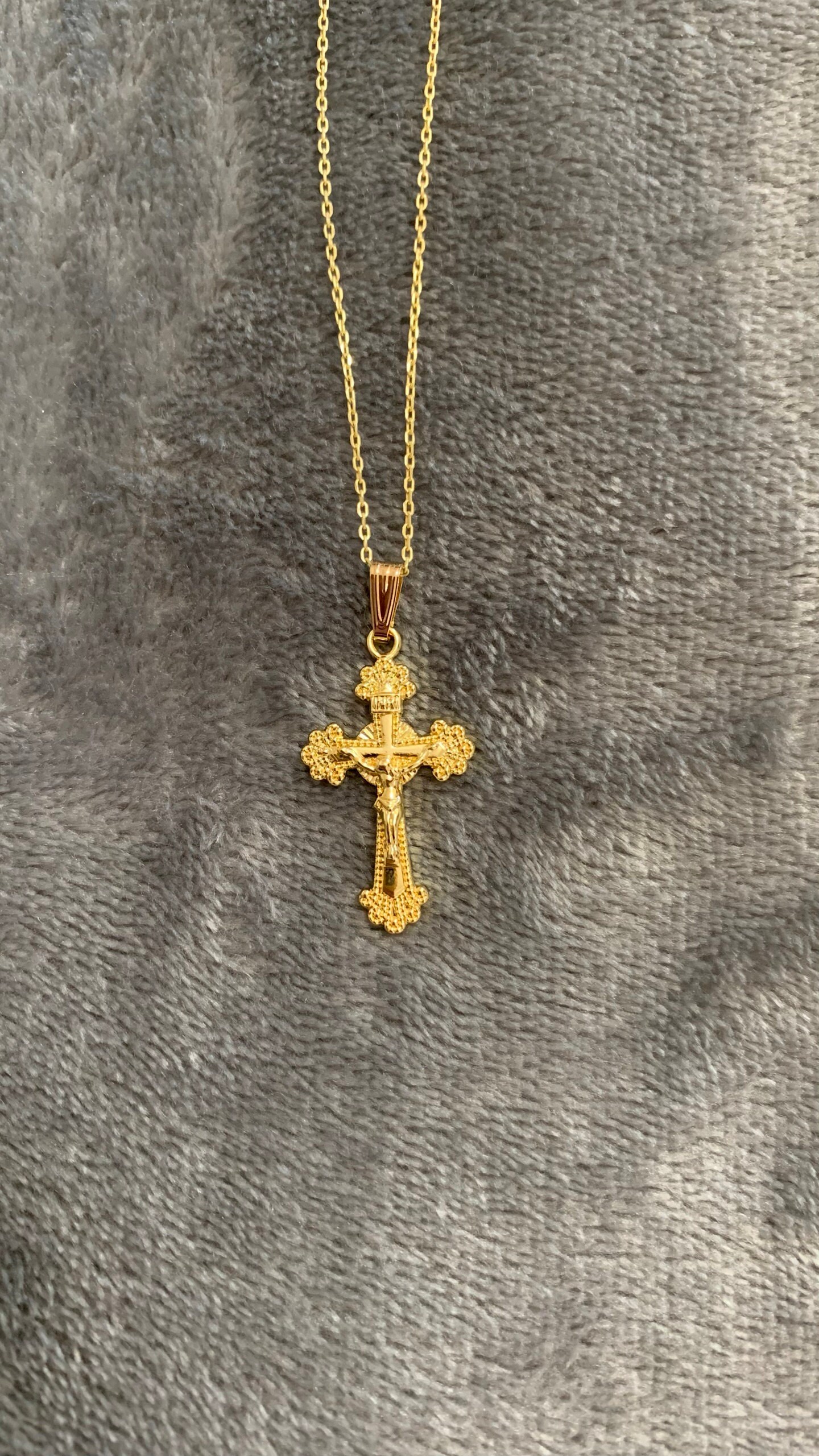 Gold Cross Necklace, Personalized Initial, Hand Stamp Disc, Religious Pendant, Gold Filled Cross Necklace, Birthday Gift, Christmas Gift