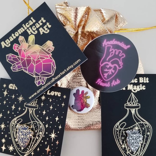 Galaxy Anatomical Heart Mini Enamel Pin - Blue & Gold - Etsy