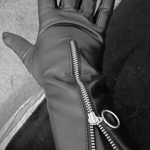 Men's Zip Gloves/ Black Leather Gloves/ Italian Leather Gloves