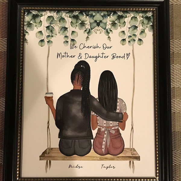 Mother and Daughter Portrait Personalized Gift Mothers Day Gift From ...