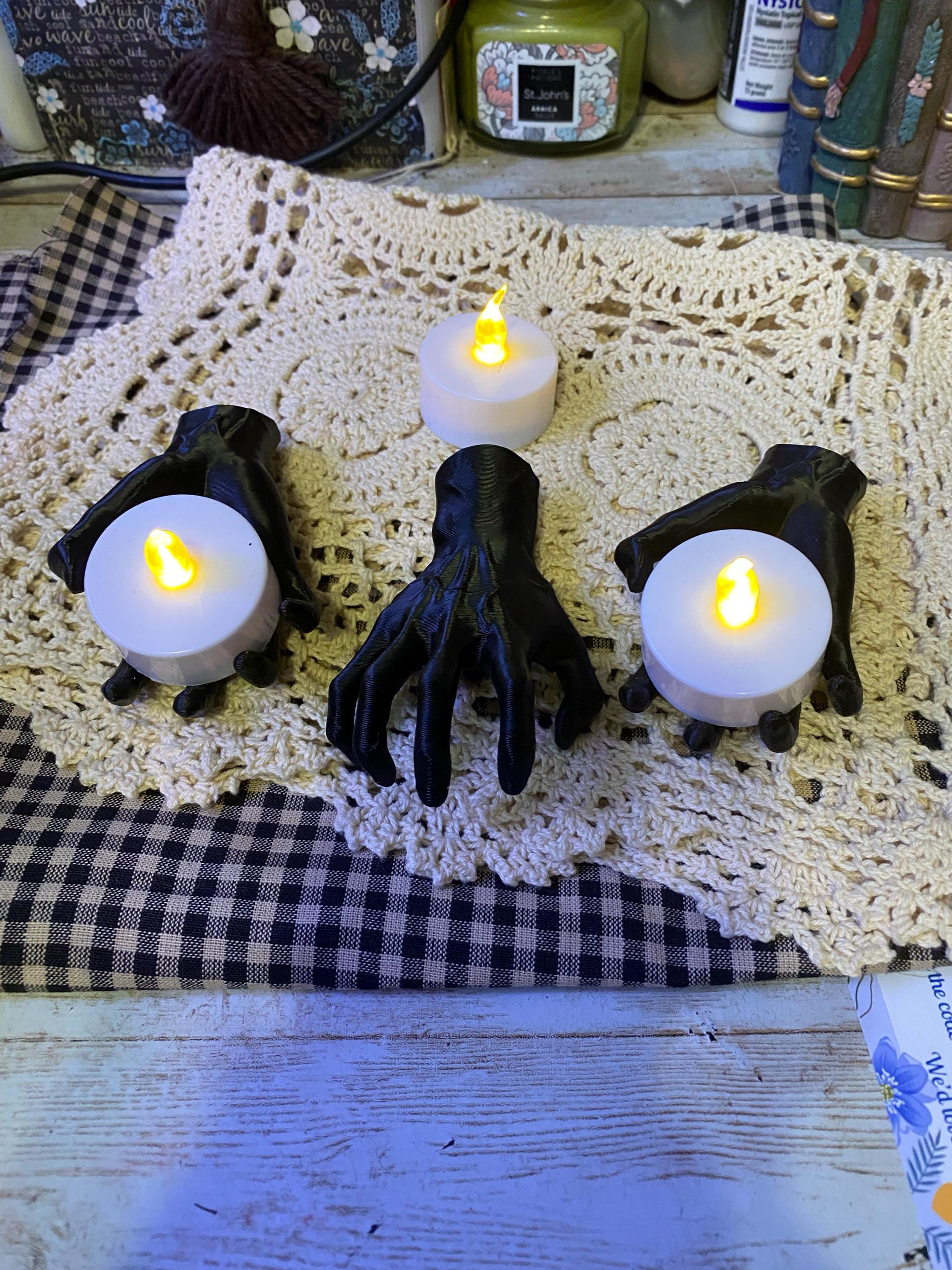 Spooky Hands Wall Candles Tealight Included | Creepy LED Candles for Halloween Wall Decor | Wall Lights| Halloween Decor | Small Spooky Hand