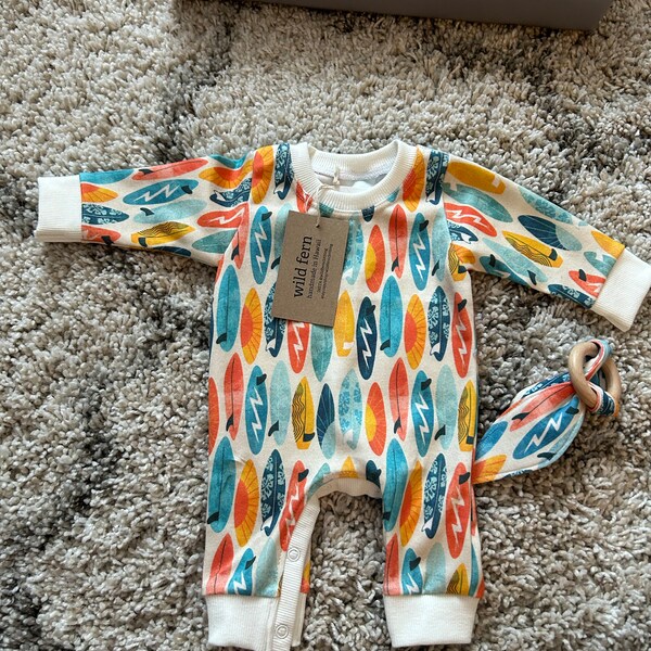 Forest Stripe Waffle Romper main image 1