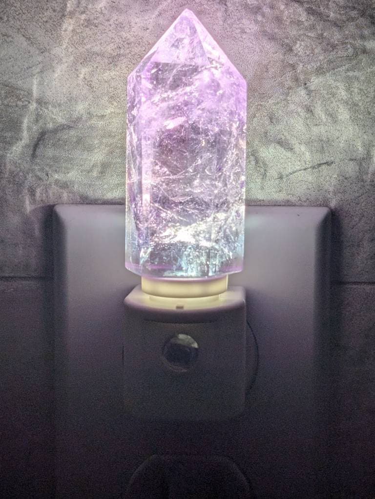 Amethyst Crystal Tower LED Night Light with Light Sensor / Babyshower Gift / Baby Shower Gift