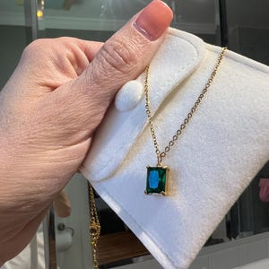 Dainty Emerald Necklace, Green Emerald Choker, Emerald Jewelry, Emerald Pendant Necklace, May Birthstone Necklace, Waterproof Gold Necklace