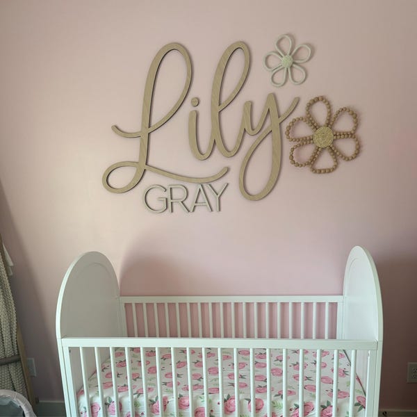 Nursery Name Sign Nursery Decor Wooden Name Cutout Personalized Nursery ...