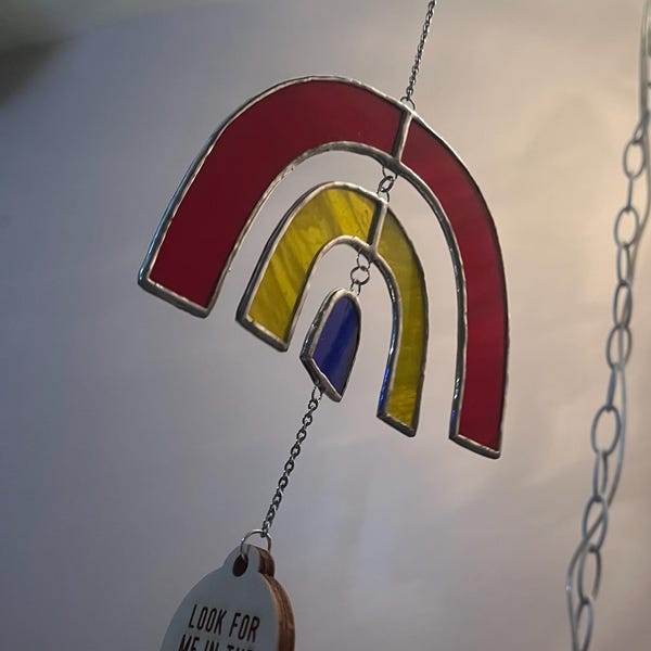 Personalized Rainbow Bridge Stained Glass Sun Catcher. Rainbow Heart ...