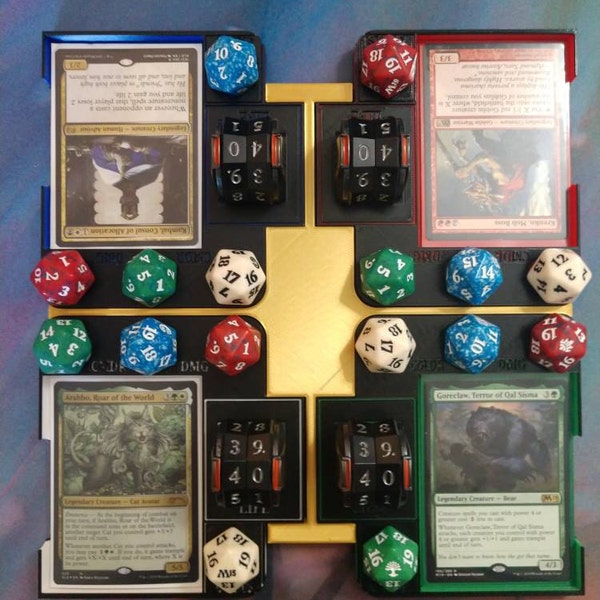 4 Player Commander Tray Set - Life Spinner Style - Custom Made - 3D ...