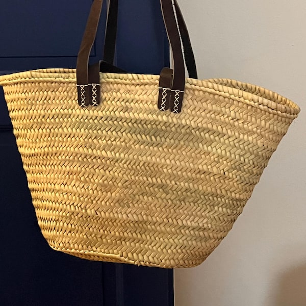 French Market Straw Bag With Leather Handles - Natural/Pale main image 1