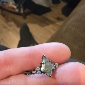 Alianza de boda de ágata musgosa verde, anillo de compromiso con ...