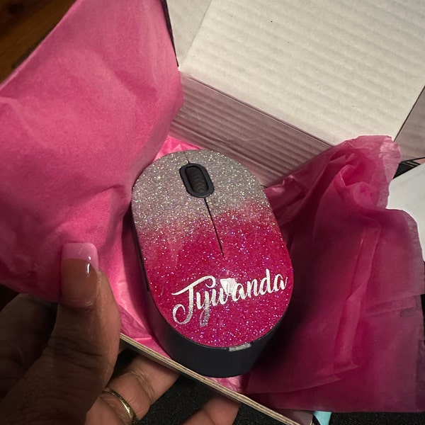 Glittered Computer Mouse, Personalized Wireless Mouse, Custom Computer