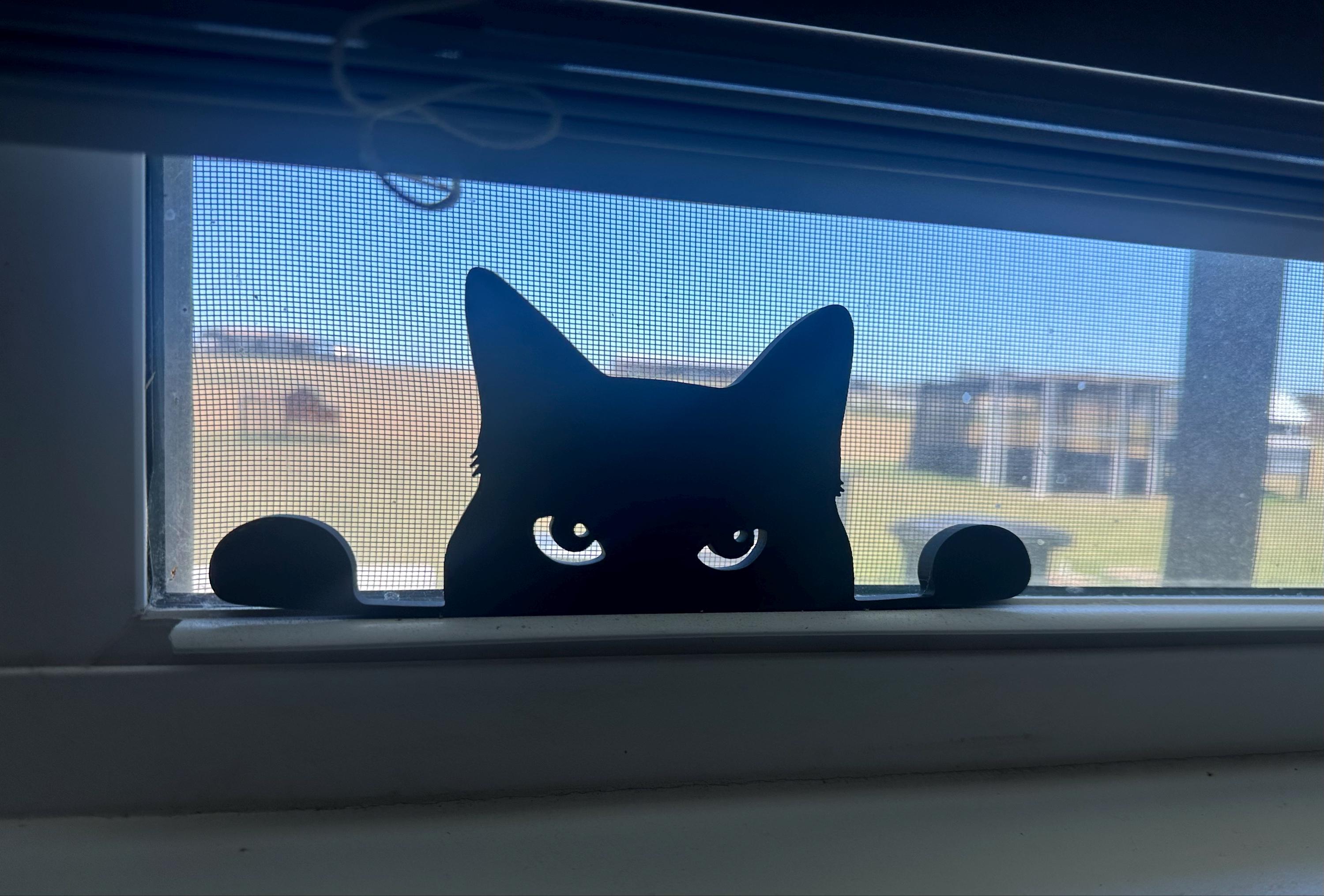 Black Cat Halloween Decor / Window Sill Cat / Witchy Kitten