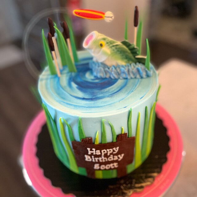 Fishing Bass Cake for 80th Birthday