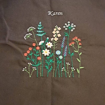 Embroidered Wildflower Cotton Tote - Etsy UK