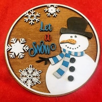 Let It Snow Door Hanger Laser Cut File, Snowman Door Round SVG, Laser ...