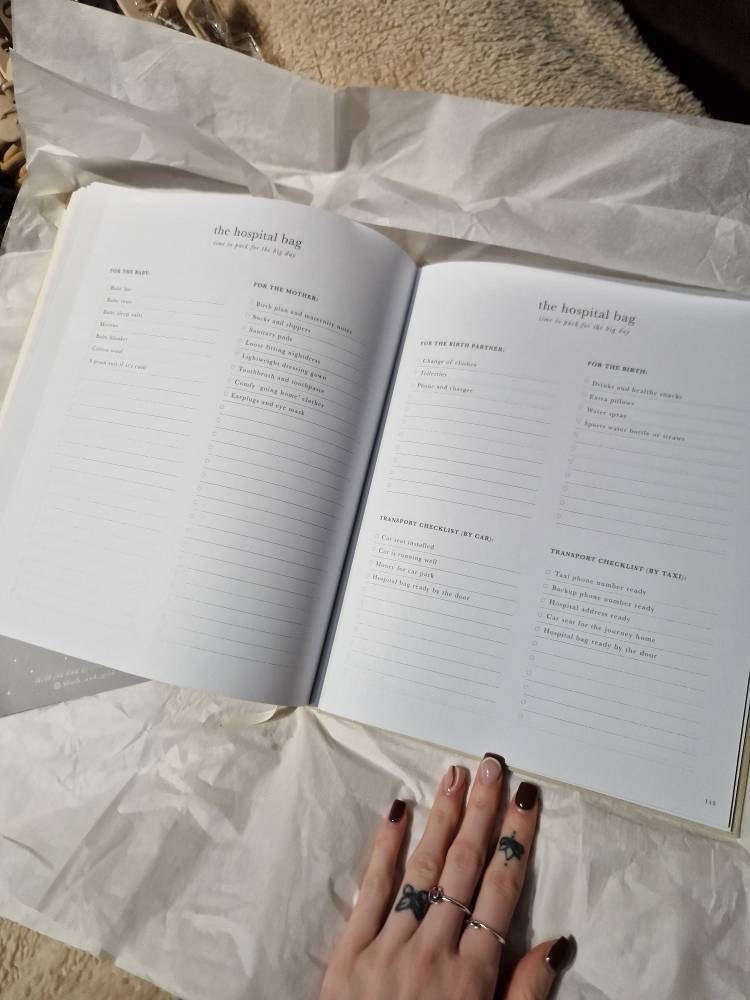My Pregnancy Journal, Expectant Mother Gift, Pregnancy Planner - Pearl - gift for parents to be, pregnancy record book w/gilded edges