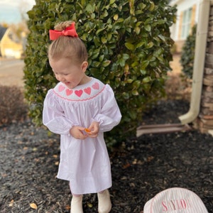 Red character hand smocked plaid ruffle dress main image 0