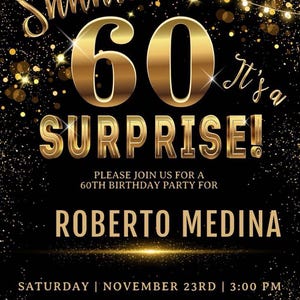 Shhh It's a Surprise 60th Birthday Invitation , 65th Birthday