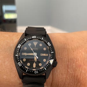 Vintage Watch Seiko Skx013 Divers Watch Nh36 Patina Dial Black