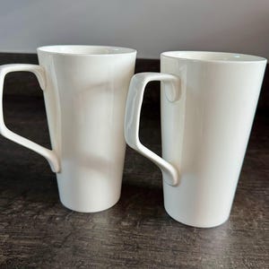 White Fine Bone China 20oz Set of 2 Mugs Large Jumbo 1 Pint Plain