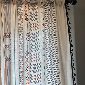 Blue Boho Style Curtains Cotton Linen Curtains Boho Decor - Etsy UK