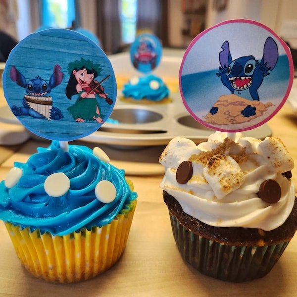 Printable Lilo and Stitch Party Cupcakes Toppers, Stitch Party Cupcakes ...