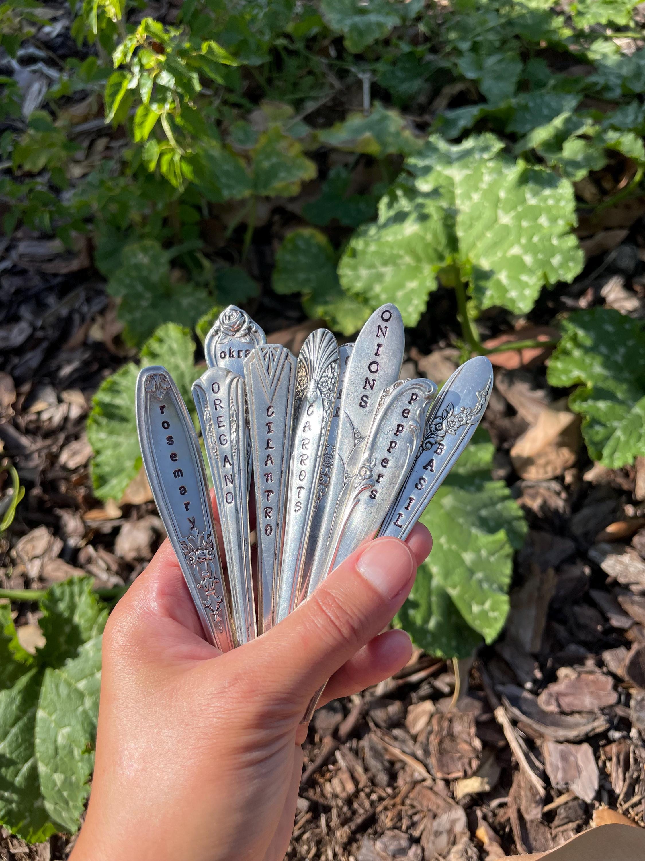 Handmade garden marker Set of 5 Herb marker Vintage upcycled Christmas Garden stakes Spring gift basket Mother’s Day gifts for her Plants