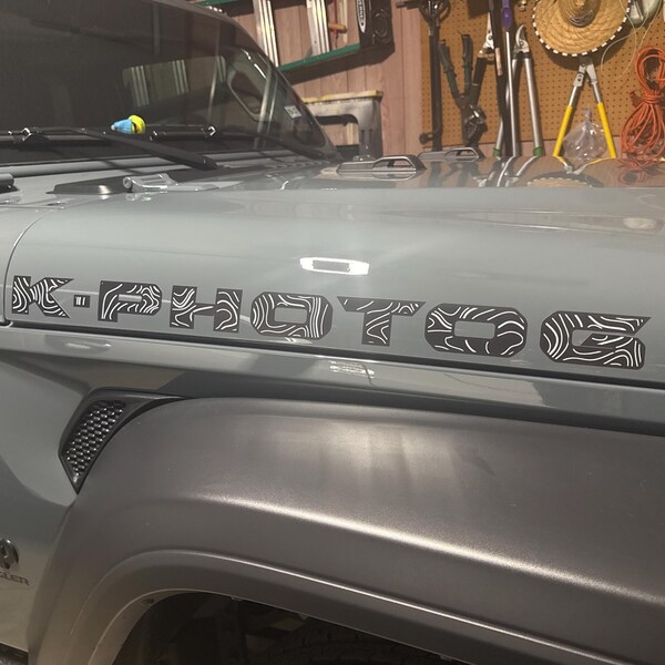 Custom Topographical Map Lettering Sticker Decal for Hood With an ...