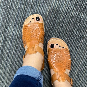 Mexican Artisanal Sandals Leather Fuchsia 603279