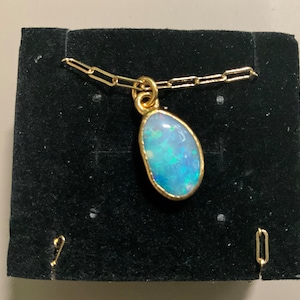 Customer photo from Nancy Tamaki, Raw Australian Opal Necklace with Paperclip Chain