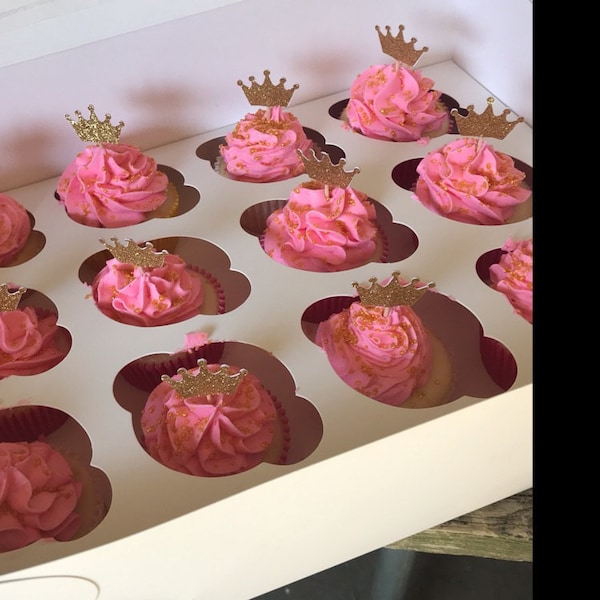 Gold Glitter Crown Cupcake Toppers: Party & Wedding Picks - Etsy