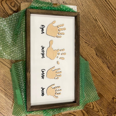 Handprint Sign, Wooden Kid Handprint Sign, Nursery Decor, Parent Gift ...