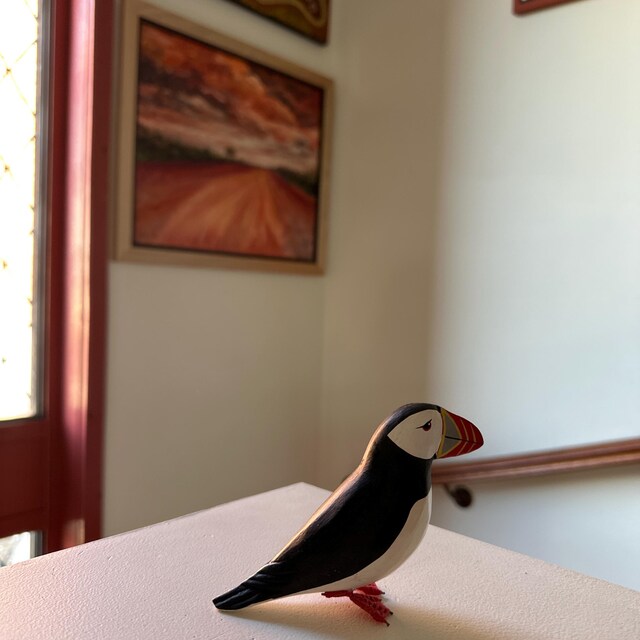Hand Carved Wooden Mini Puffin – 4.25