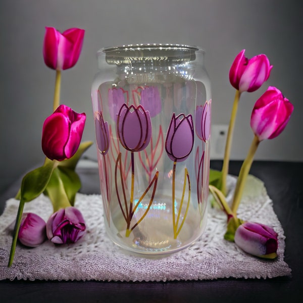 Tulips • 16oz Glass Can Cut Files, Svg Dxf Png File Digital Download - Etsy