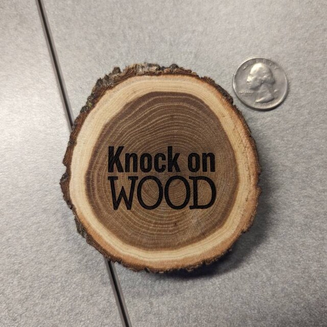 Knock on Wood Magnet, Personalized Wooden Magnet, Knock on Wood
