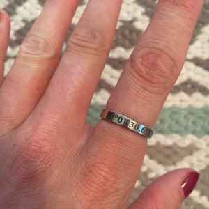 Engraved Rings for Women Personalized Rings for Women Coordinates Stacking Rings Name Ring Gold Custom Ring for Women -R4 photo