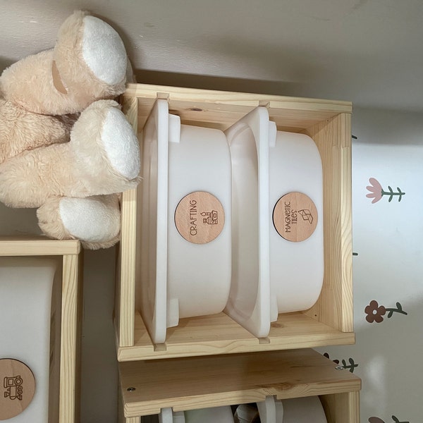 Round Wooden Toy Box Storage Tags - Trofast Labels - Playroom Decor ...