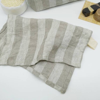 Striped, Plain, Herringbone Linen Fabric by the Yard or Meter in ...