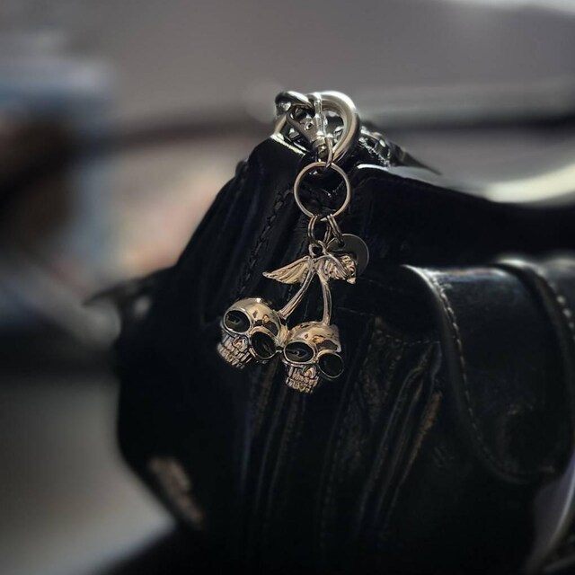 Cherry Skulls Key Ring/ Keychain / Zipper Pull - Halloween - Skull